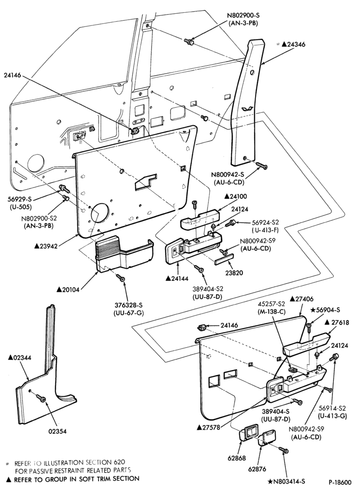 Схема SOFT, INTERIOR TRIM-Interior trim parts    - "GL", "GT", "GS" or "XR3" series - B/T 74- "GL", "GS" series