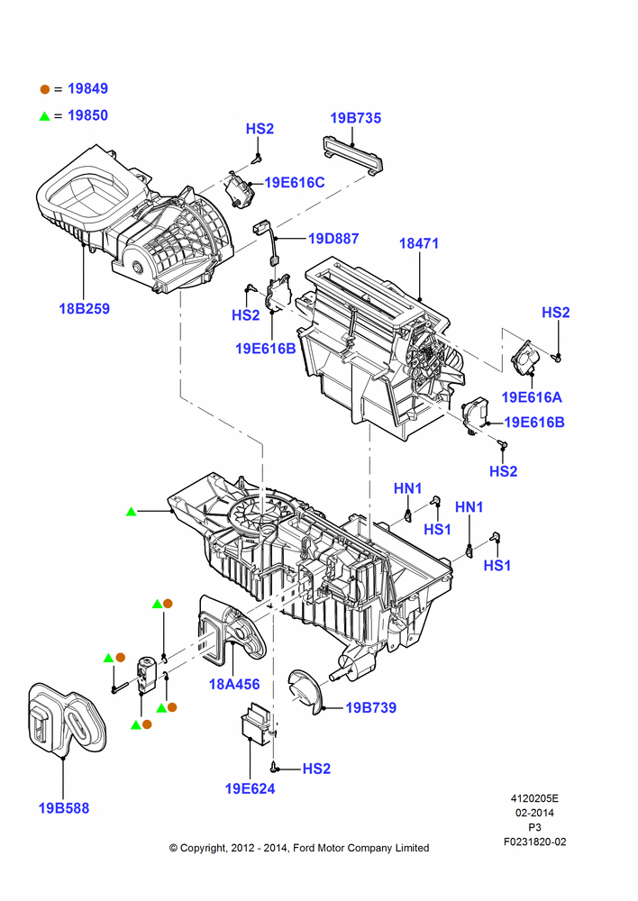 Схема Климат — наружные компоненты, Dual Zone Automatic Air Cond; 29.02.2012–08.03.2014