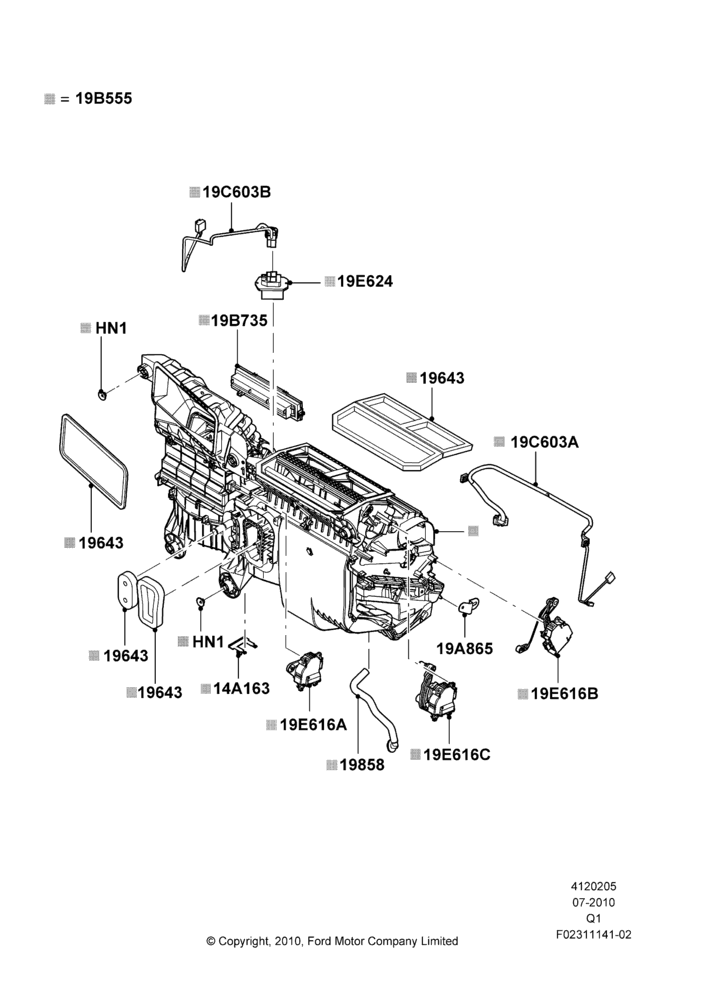 Схема Климат — наружные компоненты, Manual Air Conditioning; 12.07.2010–08.08.2011
