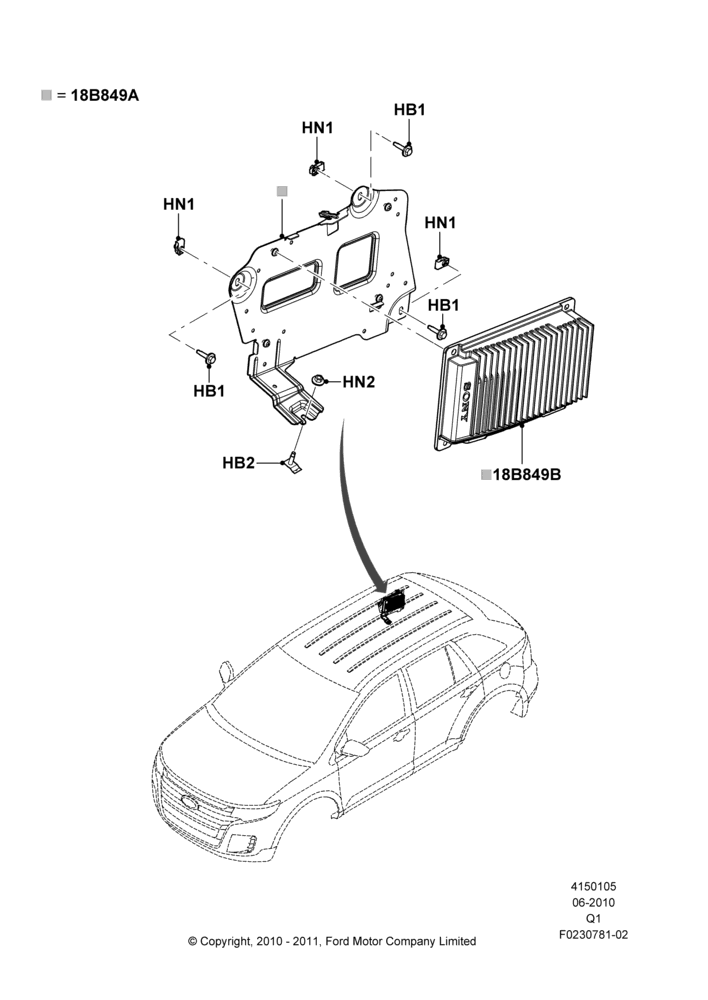Схема Аудиооборудование (заводское), Ford Series, Branded Audio Sound System, DSP/Amplifier Module; 12.07.2010–24.12.2014