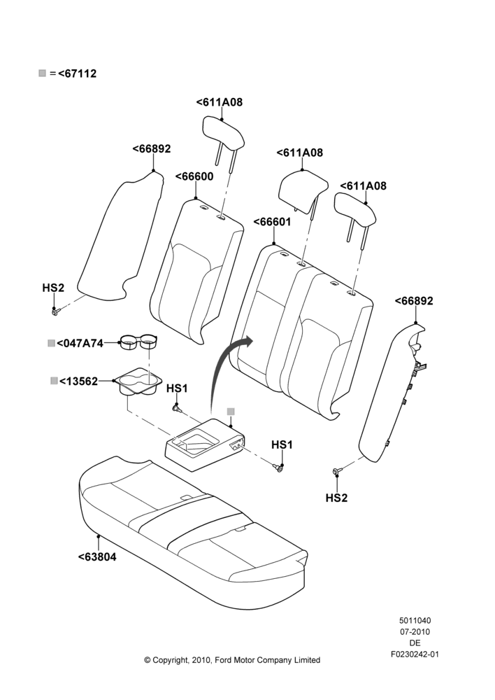Схема Rear Seat Covers, Lincoln Division Derivative; 26.07.2010–29.07.2012