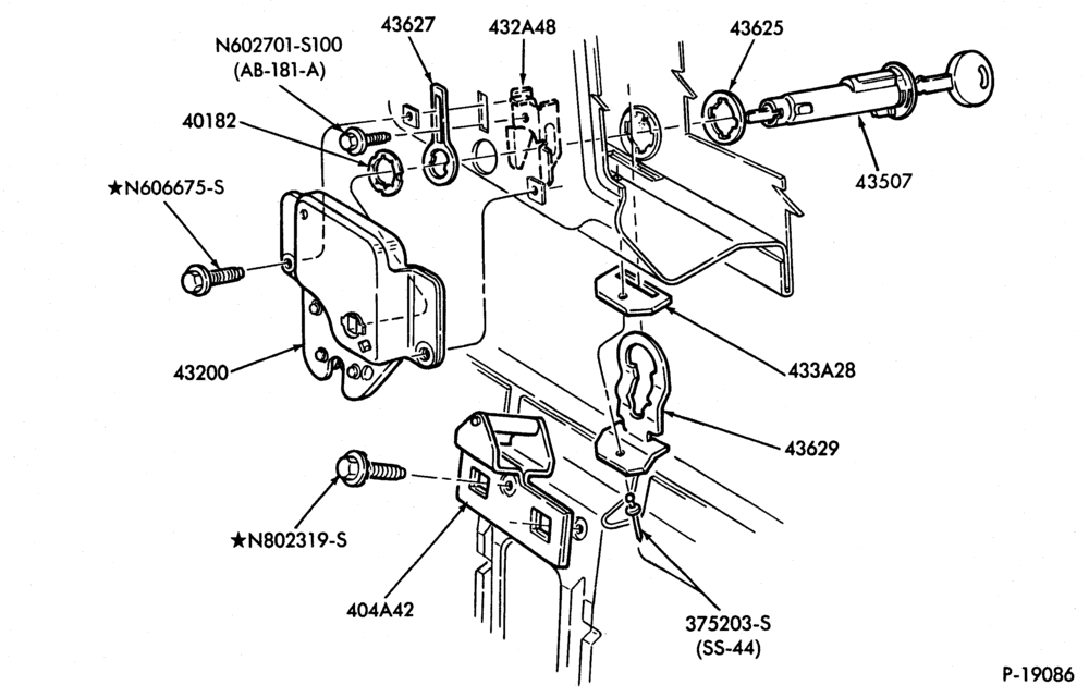 Схема ROOF-Latch parts - B/T 54