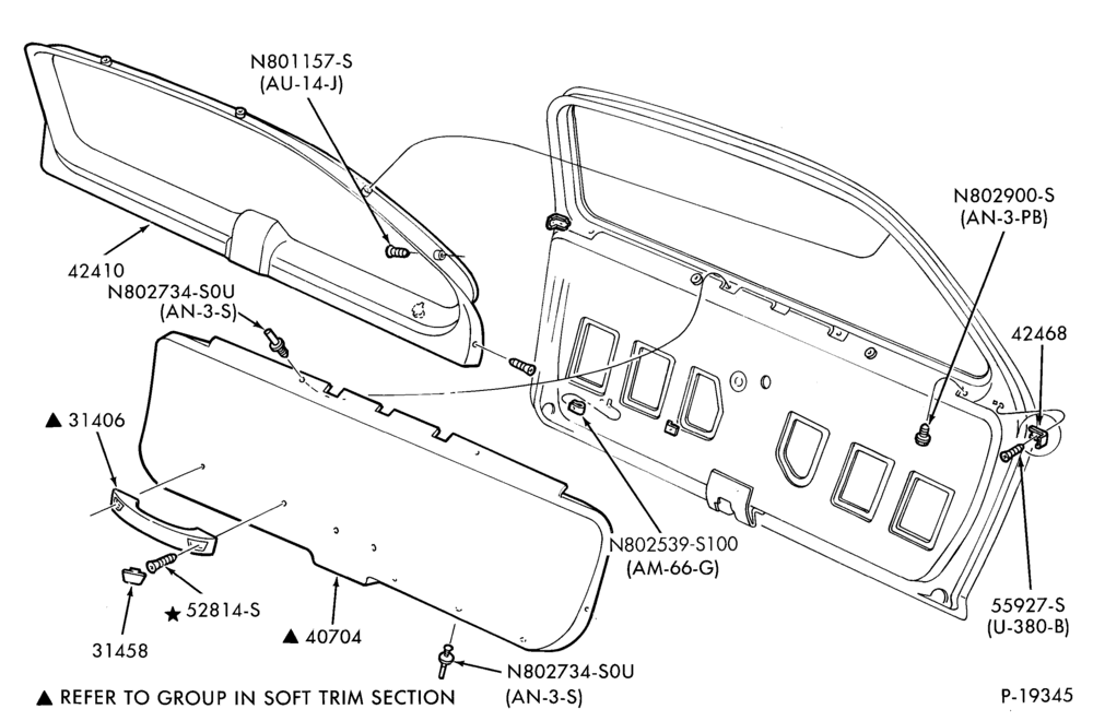 Схема SOFT, INTERIOR TRIM-Interior trim panels - liftgate - B/T 74