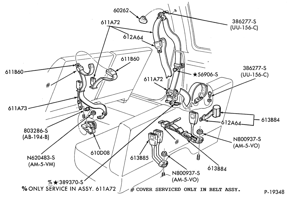 Схема SEATS AND SEAT BELTS-Seat belt and shoulder harness installation- flight bench