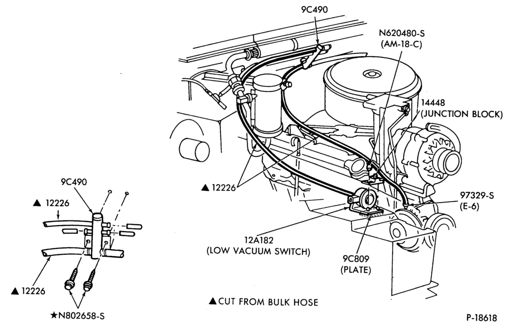 Схема LOW VACUUM SWITCH-LOW VACUUM SWITCH- F250/350 - 8 cyl. 420 (6.9L) & 446 (7.3L) Diesel