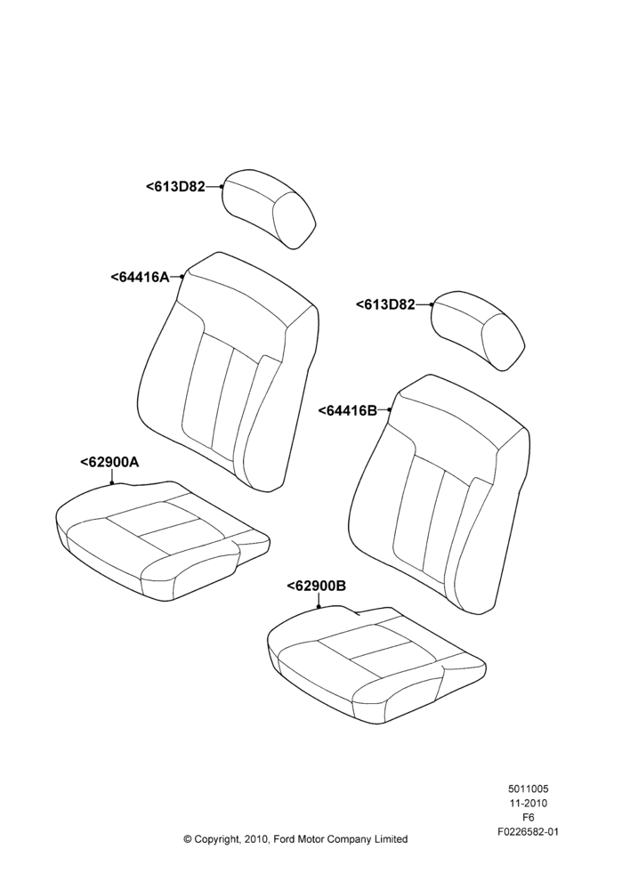 Схема Обивка передних сидений, Bucket Type Front Seat, Sports Front Seat, With Captain Chair Front Seats; 03.11.2010–23.12.2014
