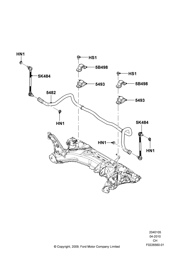 Схема Передние рычаги, стабилизатор, подрамник, Stabilizer; 26.04.2010–27.04.2013