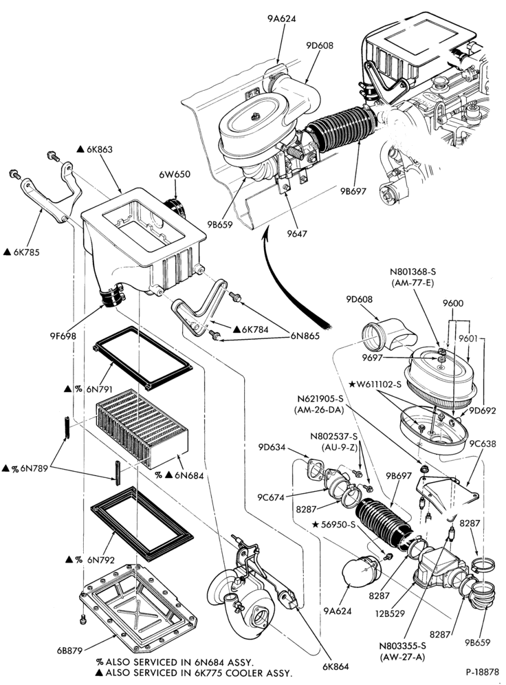 Схема 4 CYL. 2.3L (140 C.I.D.)-Air cleaner - E.F.I.-SVO