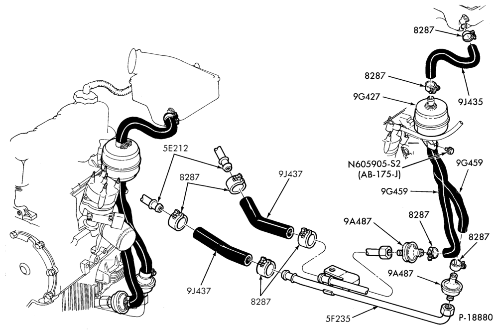 Схема 4 CYL. 2.3L (140 C.I.D.) HSC-Thermactor emission (T/E)- Pulse Air