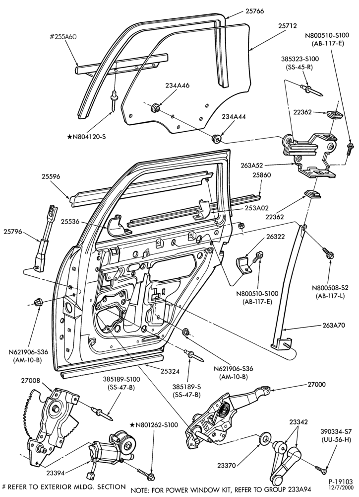 Схема BODY SIDES AND QUARTER-Window parts - front door - rear door