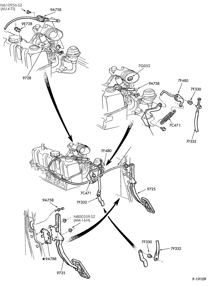Схема 4 CYL. 2.5L (153 C.I.D.) HSC-Accelerator linkage- A/T