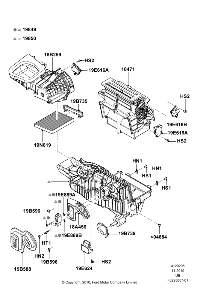 Схема Климат — наружные компоненты, Manual Air Conditioning; 04.10.2010–18.08.2014