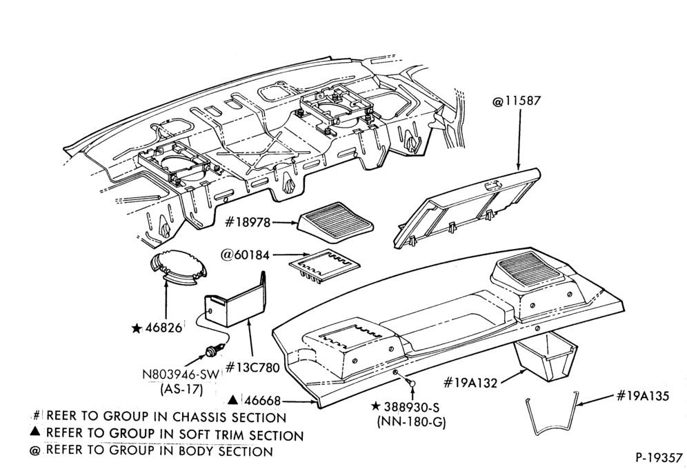 Схема SOFT, INTERIOR TRIM-Interior trim panels - package tray - B/T 54