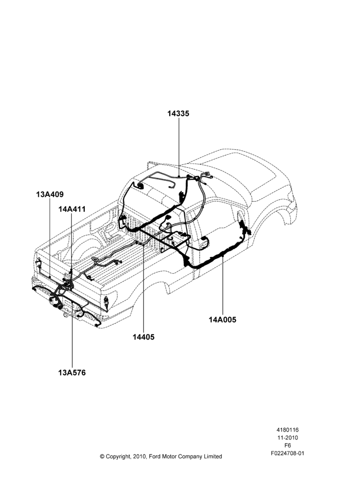 Схема Проводка кузова и потолочной консоли, Dearborn Plant Build, Ford 150 Series; 03.11.2010–23.12.2014