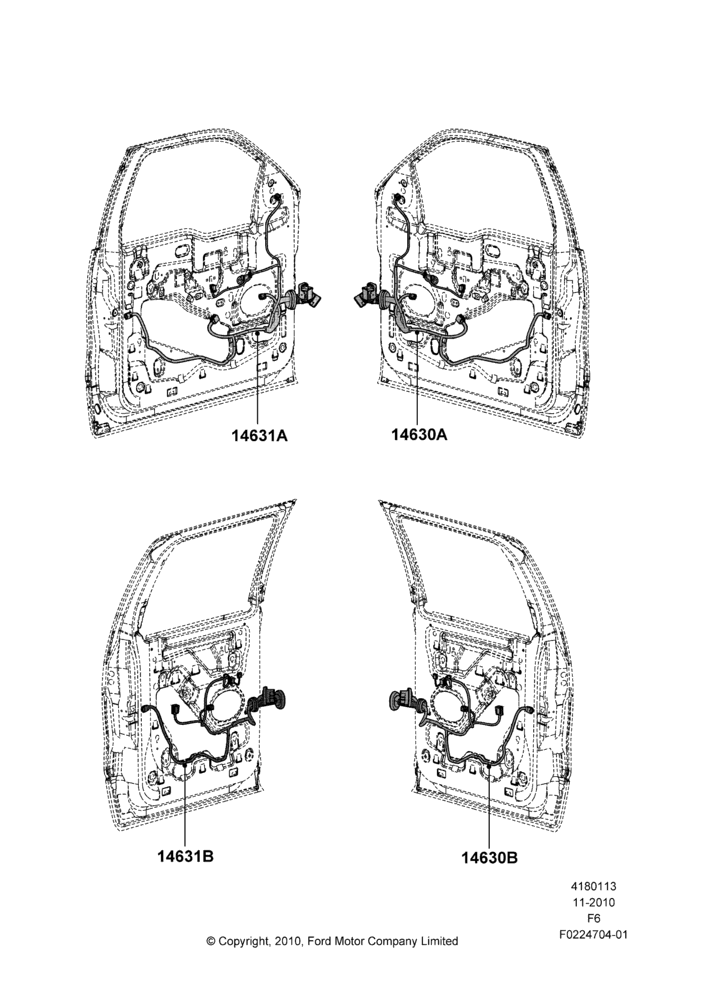 Схема Проводка дверей, Dearborn Plant Build, Ford 150 Series; 03.11.2010–23.12.2014