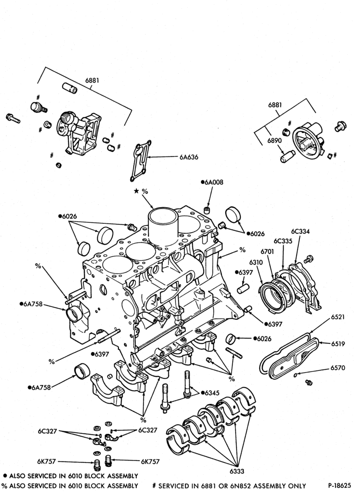 Схема 4 CYL. 2.3L (140 C.I.D.) - DIESEL-Cylinder block and related parts