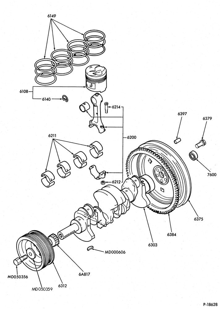Схема 4 CYL. 2.3L (140 C.I.D.) - DIESEL-Piston and connecting rod
