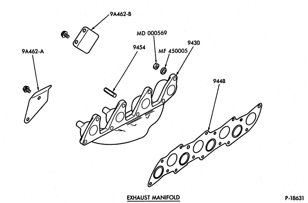 Схема 4 CYL. 2.3L (140 C.I.D.) - DIESEL-MANIFOLD AND RELATED PARTS-exhaust