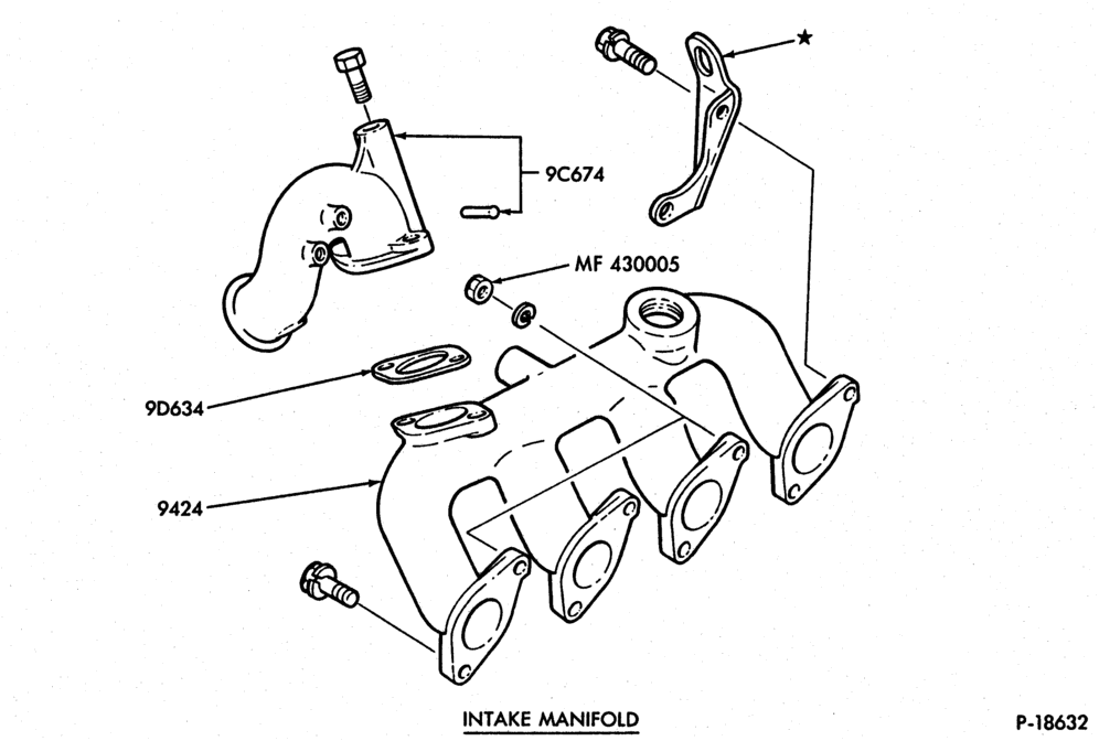Схема 4 CYL. 2.3L (140 C.I.D.) - DIESEL-MANIFOLD AND RELATED PARTS-intake