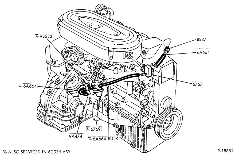 Схема 4 CYL. 1.9L (116 C.I.D.)-Crankcase ventilation sys.- Exc. E.F.I.
