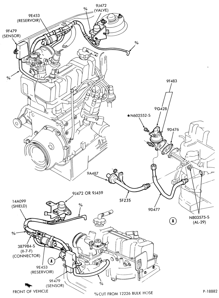 Схема 4 CYL. 2.3L (140 C.I.D.) HSC-recirculation (E.G.R.)- w/C.F.I.