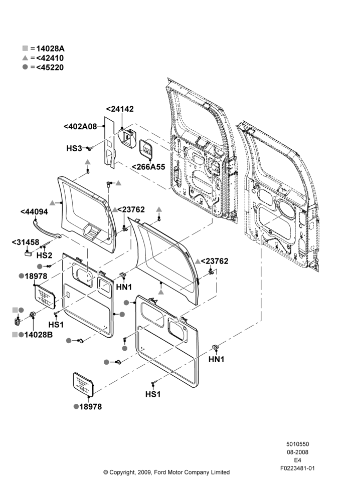 Схема Обшивка задней двери, Chateau, Side/Rear Door Trim Panel-Level 2, XL, XLT; 18.08.2008
