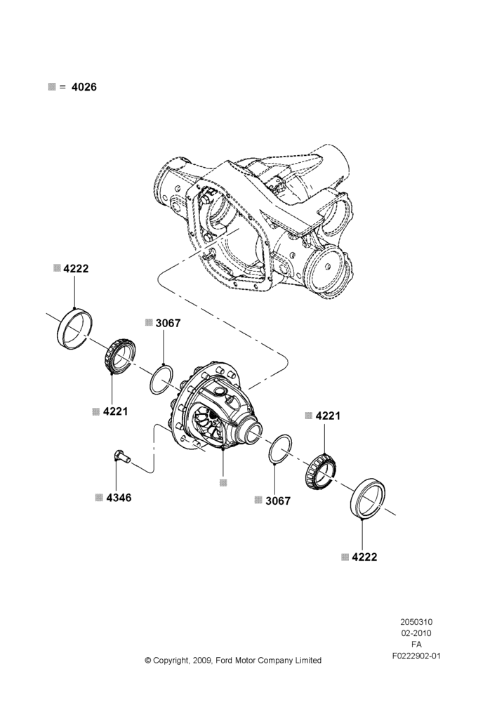 Схема Components - Front Axle Diff & Carr, Differential; 22.02.2010–05.07.2016