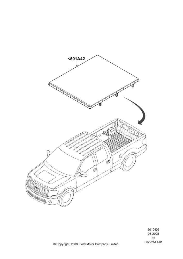 Схема Кузов пикапа и тент, All Styleside Pick-Up Box, Accessory, Soft Tonneau Cover; 18.08.2008–23.12.2014