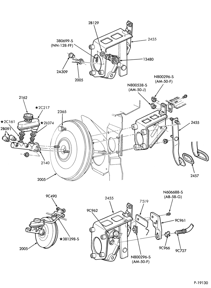 Схема BRAKES-Brake booster and pedal installation