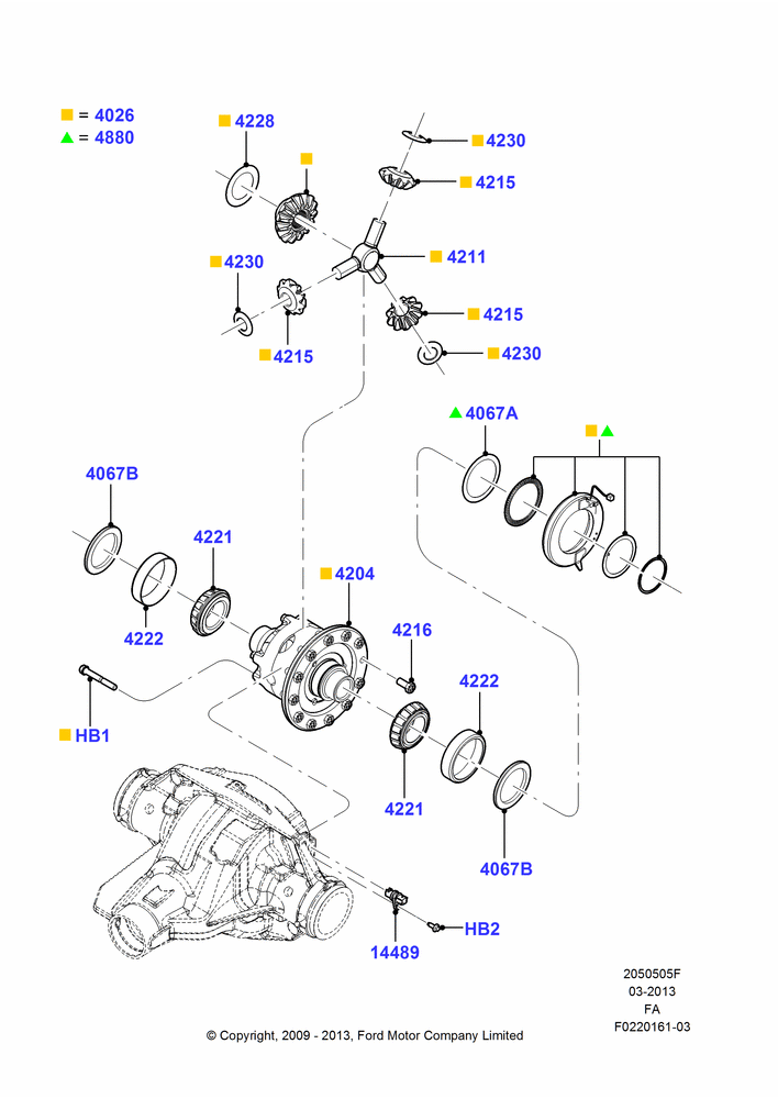 Схема Редуктор заднего моста — компоненты, Electronic Locking Differential, With Single Rear Wheels, Differential; 22.02.2010–05.07.2016