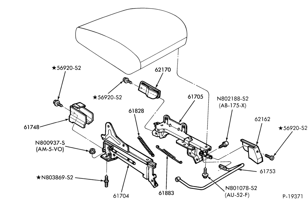 Схема SEATS AND SEAT BELTS-Front seat parts - lower half - manual - bucket