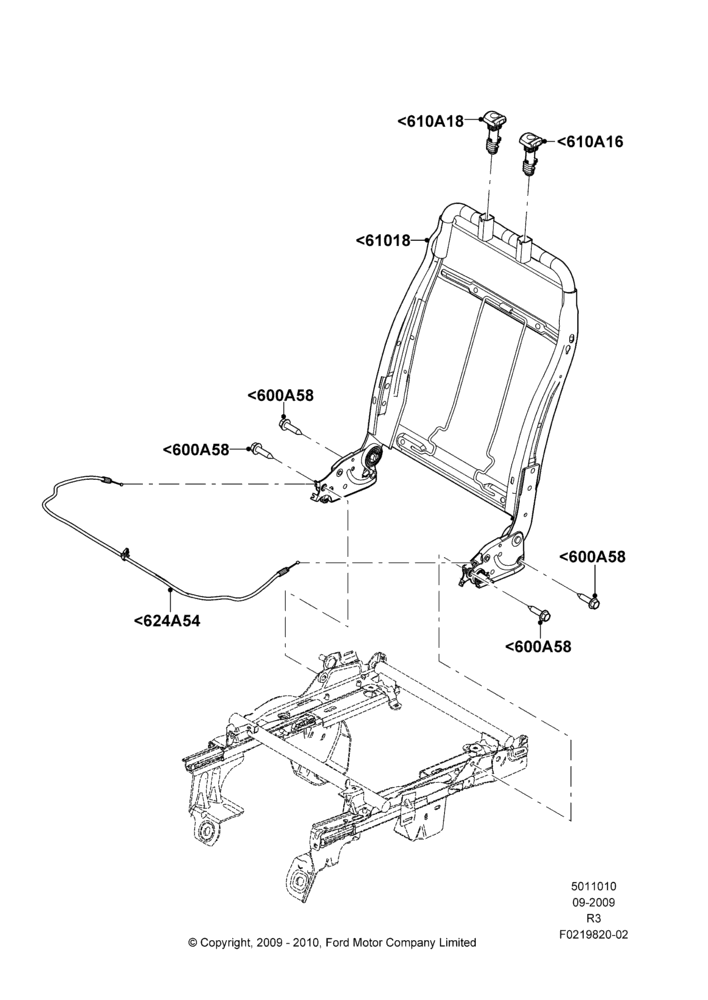 Схема Спинка переднего сиденья, Sports Front Seat, 40/40 Seat; 14.09.2009–16.12.2011