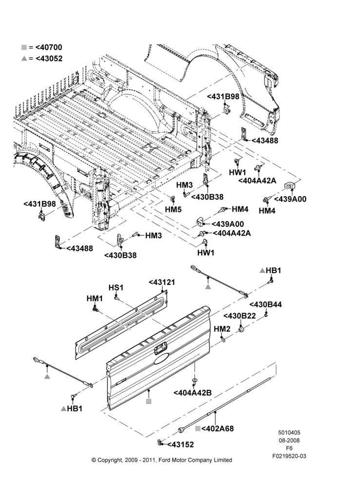 Схема Кузов пикапа и тент, Tailgate Less Flexible Step, Production Installed; 18.08.2008–23.12.2014