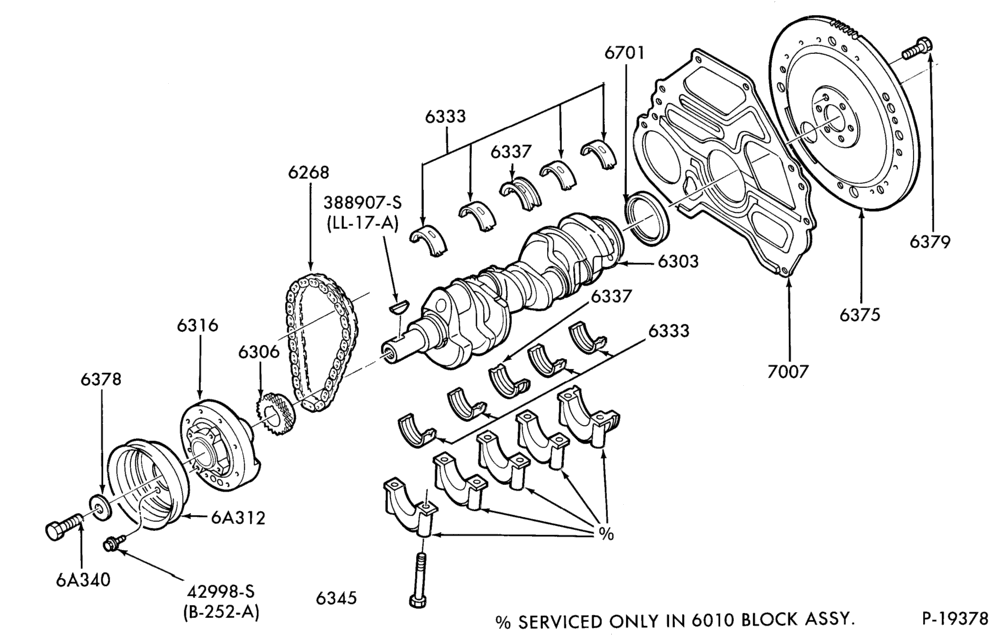 Схема 8 CYL. 5.0L (302 C.I.D.)-Crankshaft and flywheel