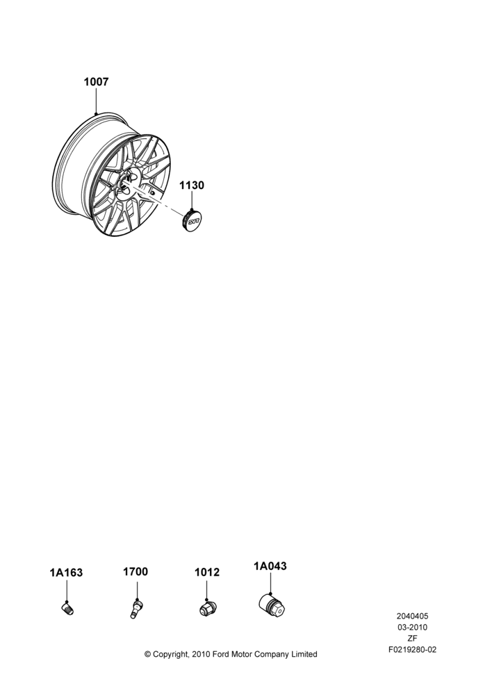 Схема Колёса, 9.5 X 19 Fr 9.5 X 20 Rr Prem Pntd; 22.03.2010–04.04.2012