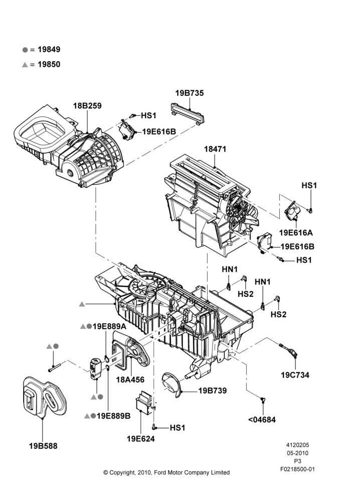 Схема Климат — наружные компоненты, With Automatic Air Conditioning; 10.05.2010–08.03.2014