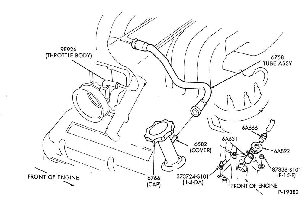 Схема 8 CYL. 5.0L (302 C.I.D.)-Crankcase ventilation system