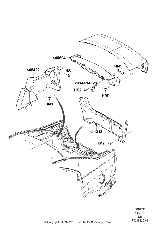 Схема Load Compartment Trim, 3.5L 4V DOHC VCT SMPI V6 Gas, 3.0L 4V OHC V6 Duratec 230HP, 2.5L Duratec HE PFI (170PS); 01.12.2009–29.07.2012