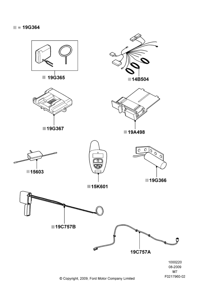 Схема Комплект дистанционного запуска, Accessory, Bi-Directional Remote Start; 27.07.2009–29.04.2012