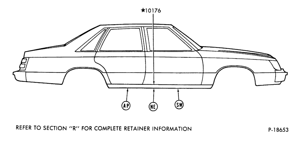 Схема ROCKER PANEL MOULDING - BODY TYPE 54, 74