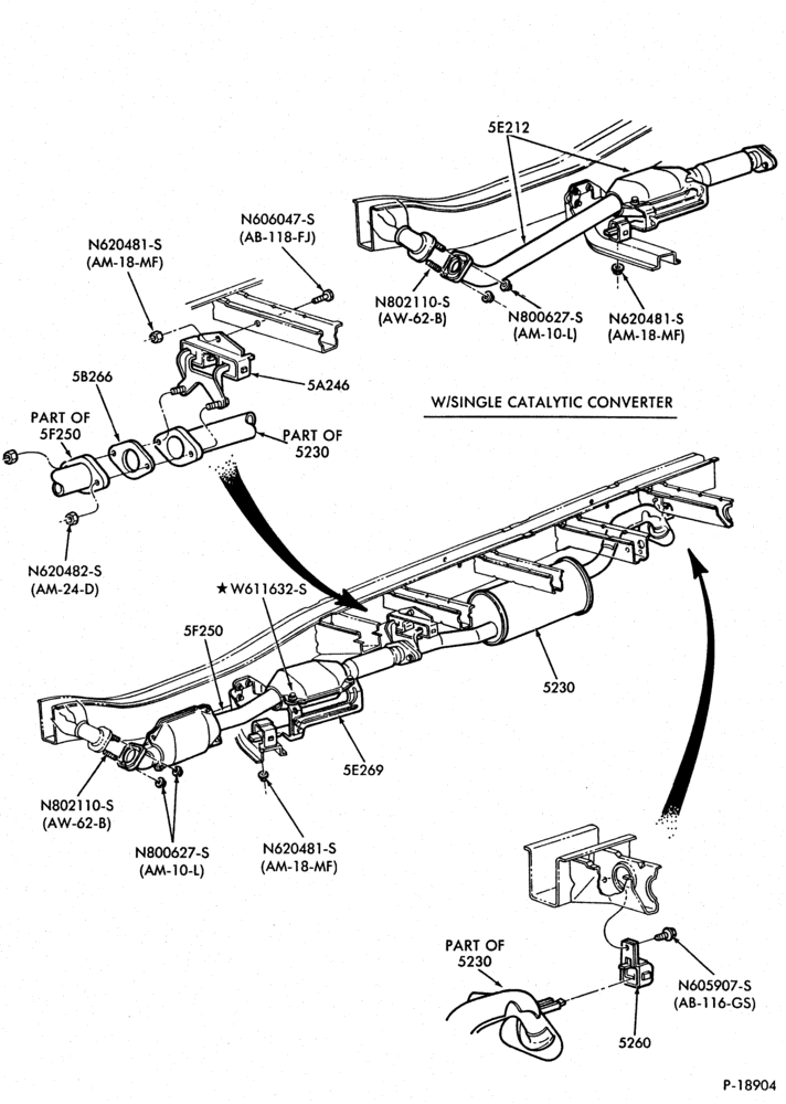 Схема EXHAUST SYSTEM-EXHAUST SYSTEM- 4 cyl. 140 (2.3L)-E.F.I.-A