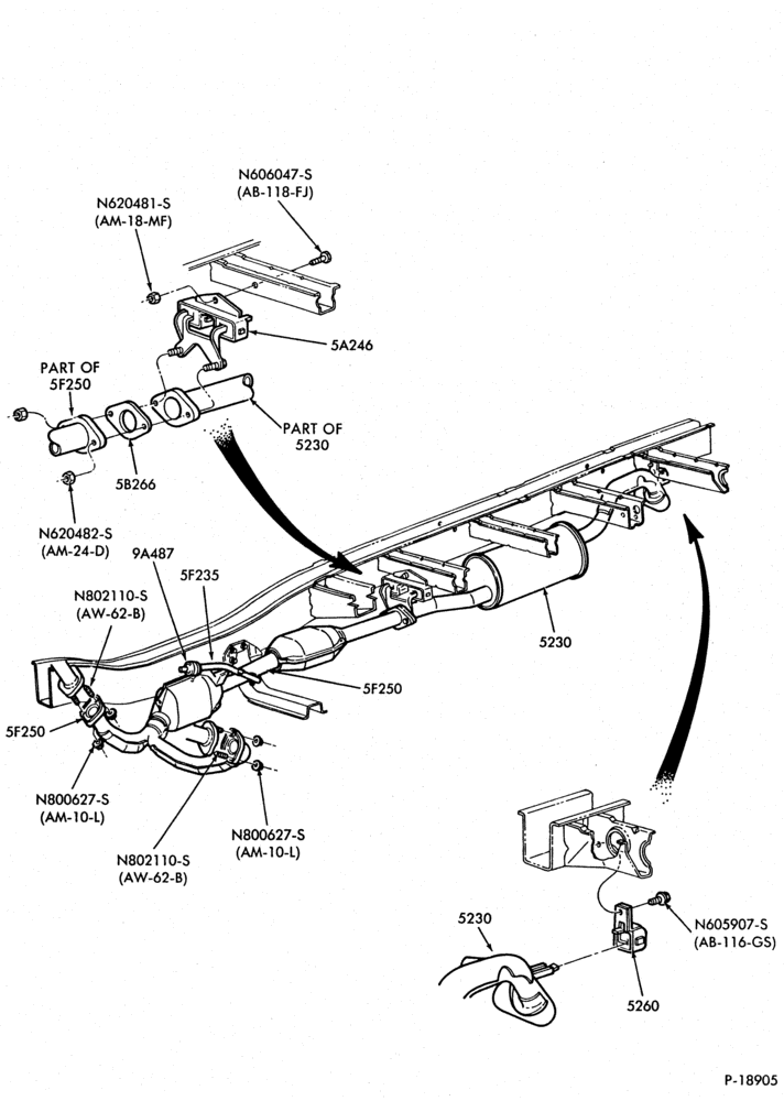 Схема EXHAUST SYSTEM-EXHAUST SYSTEM- 6 cyl. 171 (2.8L)-A