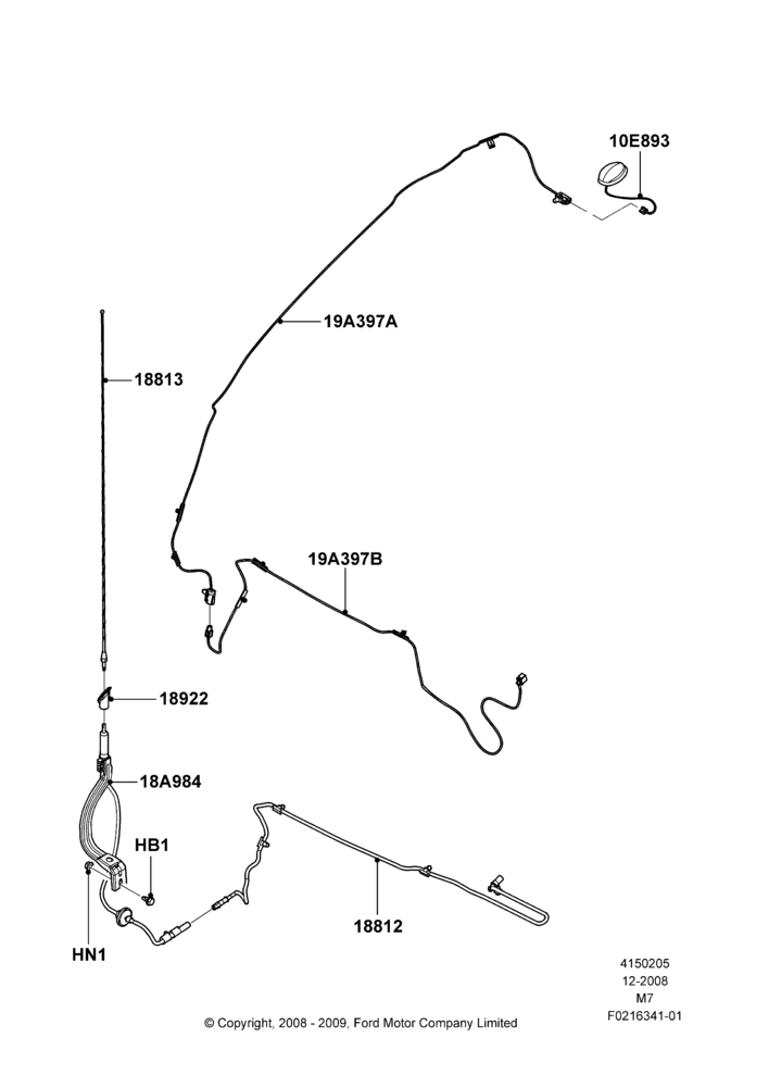 Схема Антенна, With Satellite Radio Reception, All Radios Less Navigation; 01.12.2008–29.04.2012