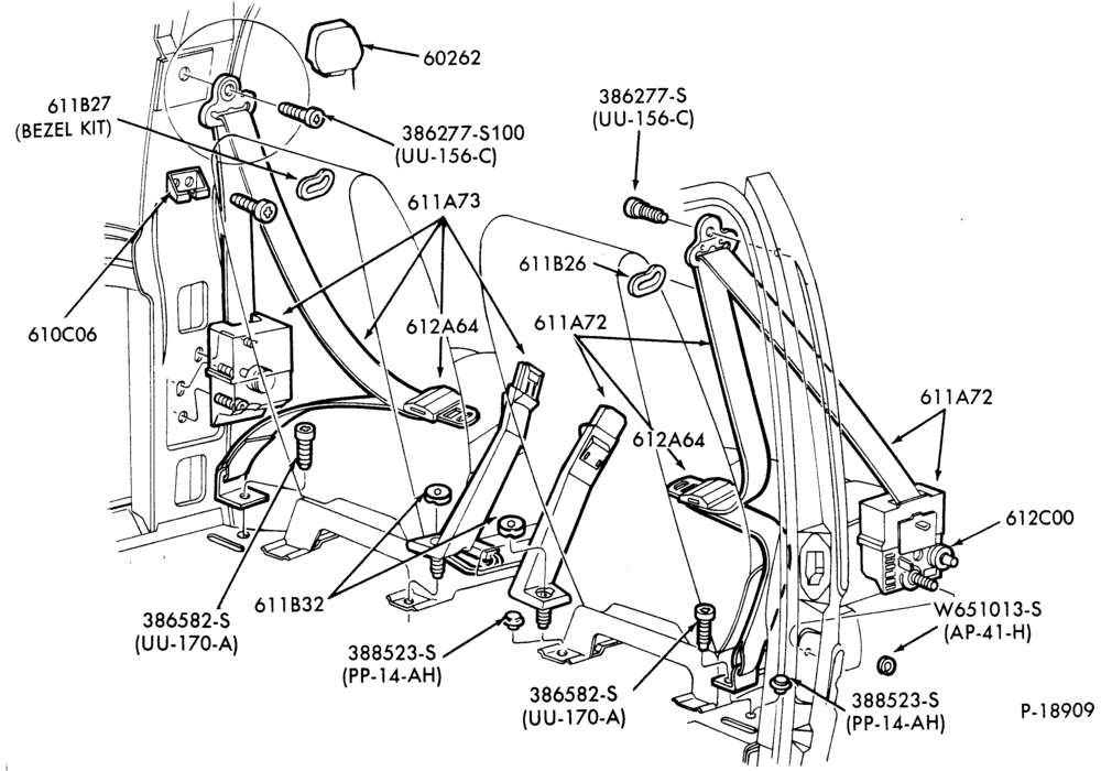 Схема SEAT BELTS-Front seat belt and shoulder harness- Bucket and Captains chair-A