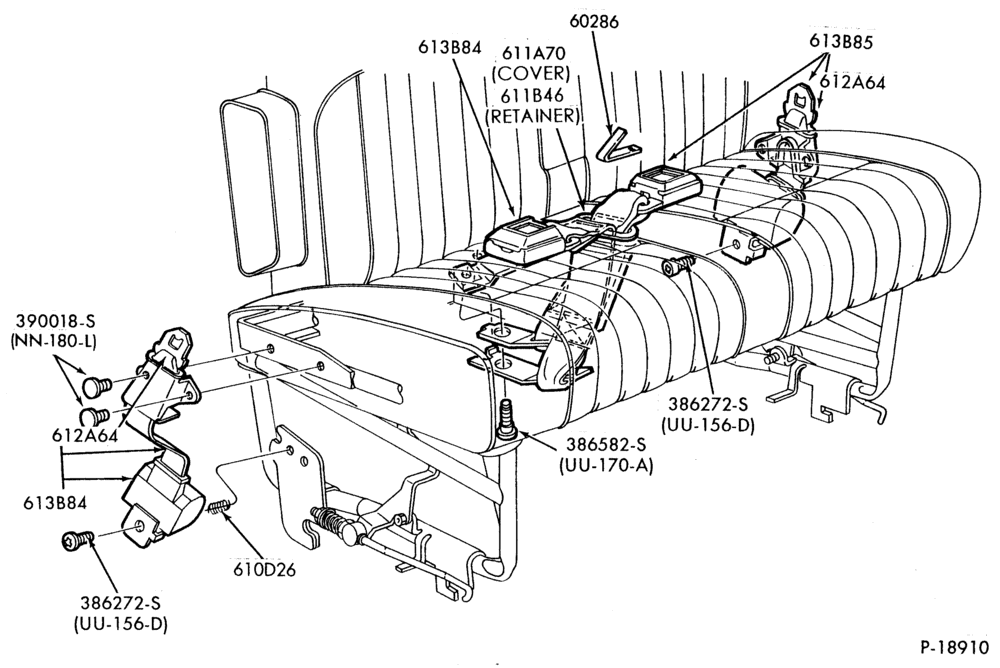 Схема SEAT BELTS-Rear seat belt- Bench - two passenger-A