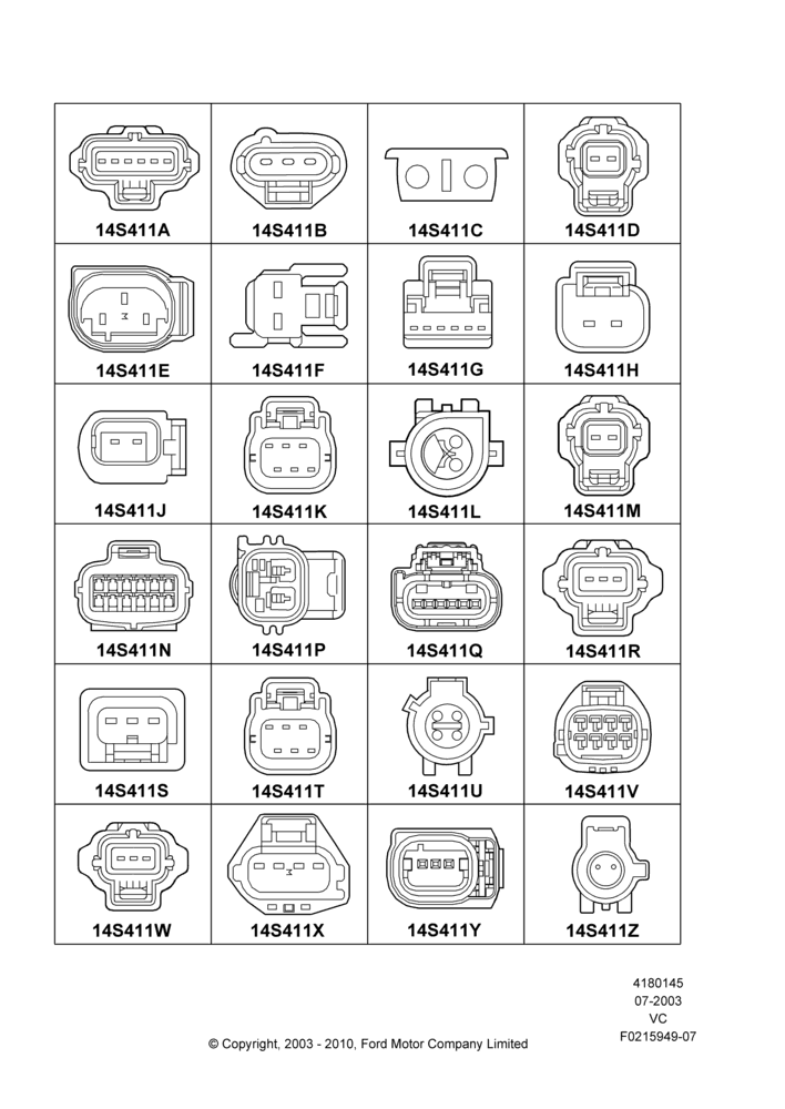Схема Ремонтные жгуты проводки, Sensors; 14.07.2003–30.08.2011