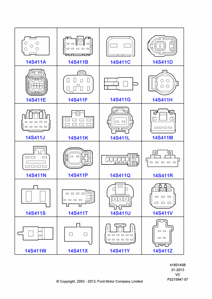 Схема Ремонтные жгуты проводки, Page B, Switches; 14.07.2003–30.08.2011
