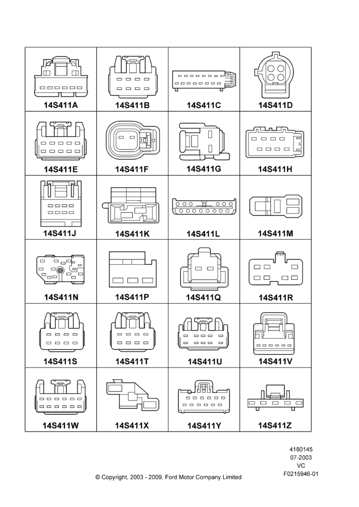 Схема Ремонтные жгуты проводки, Page A, Switches; 14.07.2003–30.08.2011