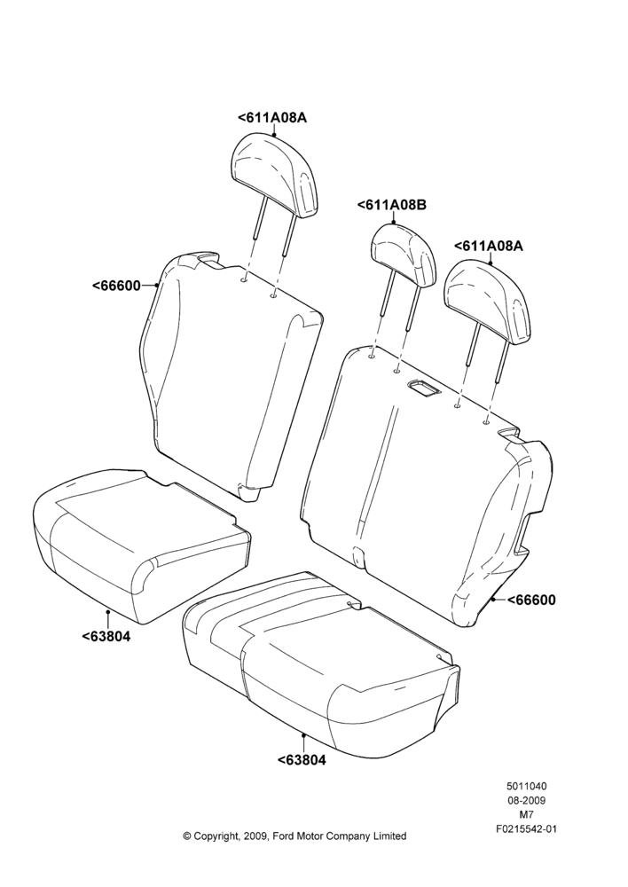 Схема Rear Seat Covers, Ford Series; 27.07.2009–29.11.2010