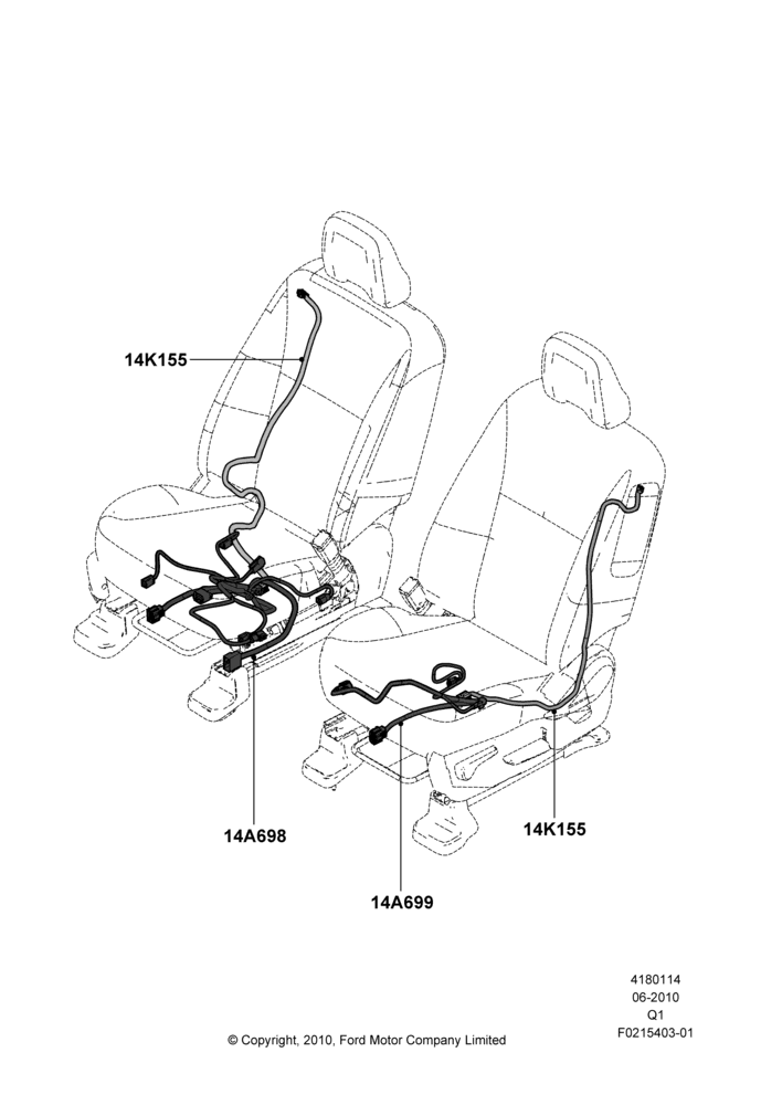 Схема Проводка сидений, Ford Series; 12.07.2010–24.12.2014